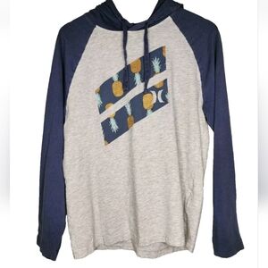 Hurley ​Bodega Pineapple Graphic Hoodie in Blue and Gray Size M